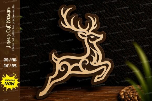 Download Running Reindeer Laser Cut Svg Design - Reindeer Collection