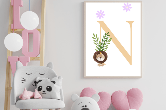 Download Decorative Letter N with Animal Wall Art - Animal wall art Collection