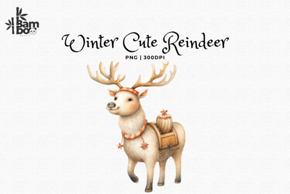 Download Watercolor Winter Cute Reindeer Clip Art - Reindeer Collection