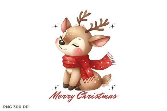 Download Watercolor Cute Christmas Reindeer Png - Reindeer Collection