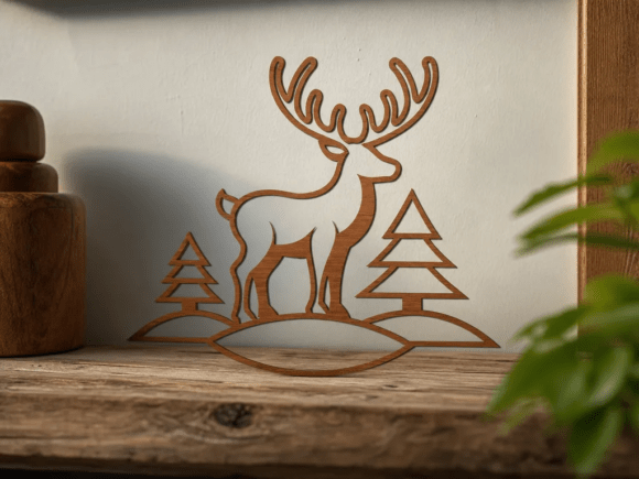 Download Reindeer Scene - Laser Cutting Design - Reindeer Collection
