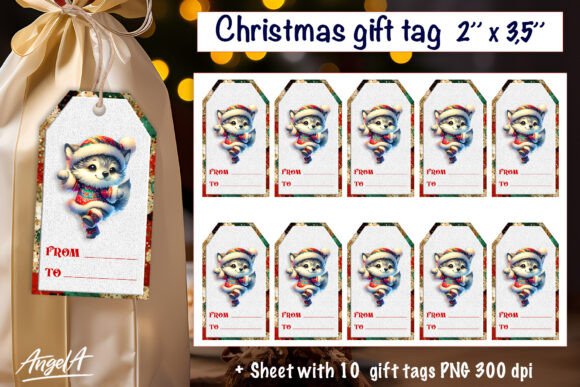 Download Christmas Gift Tags, Cute Baby Wolf PNG - Gift Collection