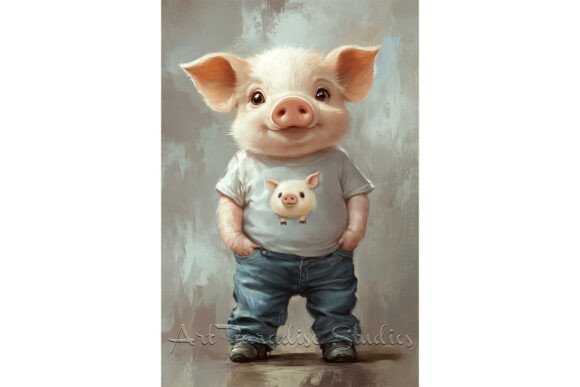 Download Cute Piglet in Jeans Animal Wall Art - Animal wall art Collection