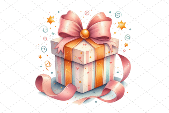 Download Gift Box Watercolor Clipart with Ribbons - Gift Collection