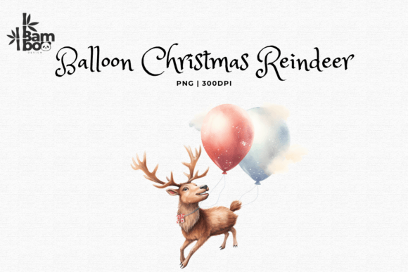 Download Watercolor Cute Reindeer Balloon ClipArt - Reindeer Collection