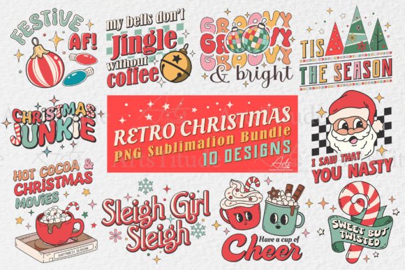 Download Retro Christmas Bundle PNG Sublimation - Christmas bundle png Collection