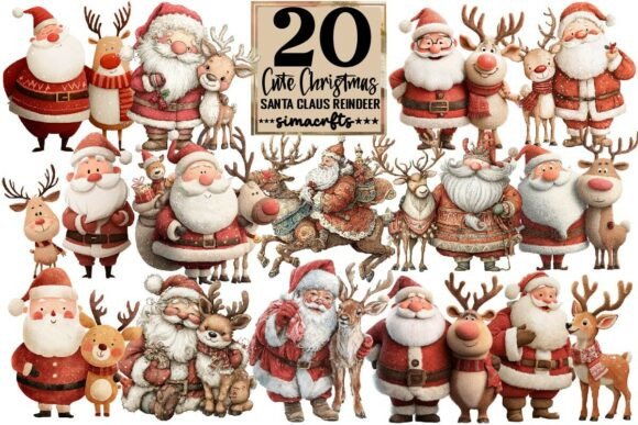 Download Cute Christmas Santa Claus Reindeer PNG - Reindeer Collection