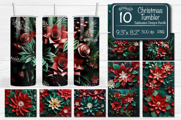 Download 3d Flower Tumbler Christmas Bundle PNG - Premium Resources